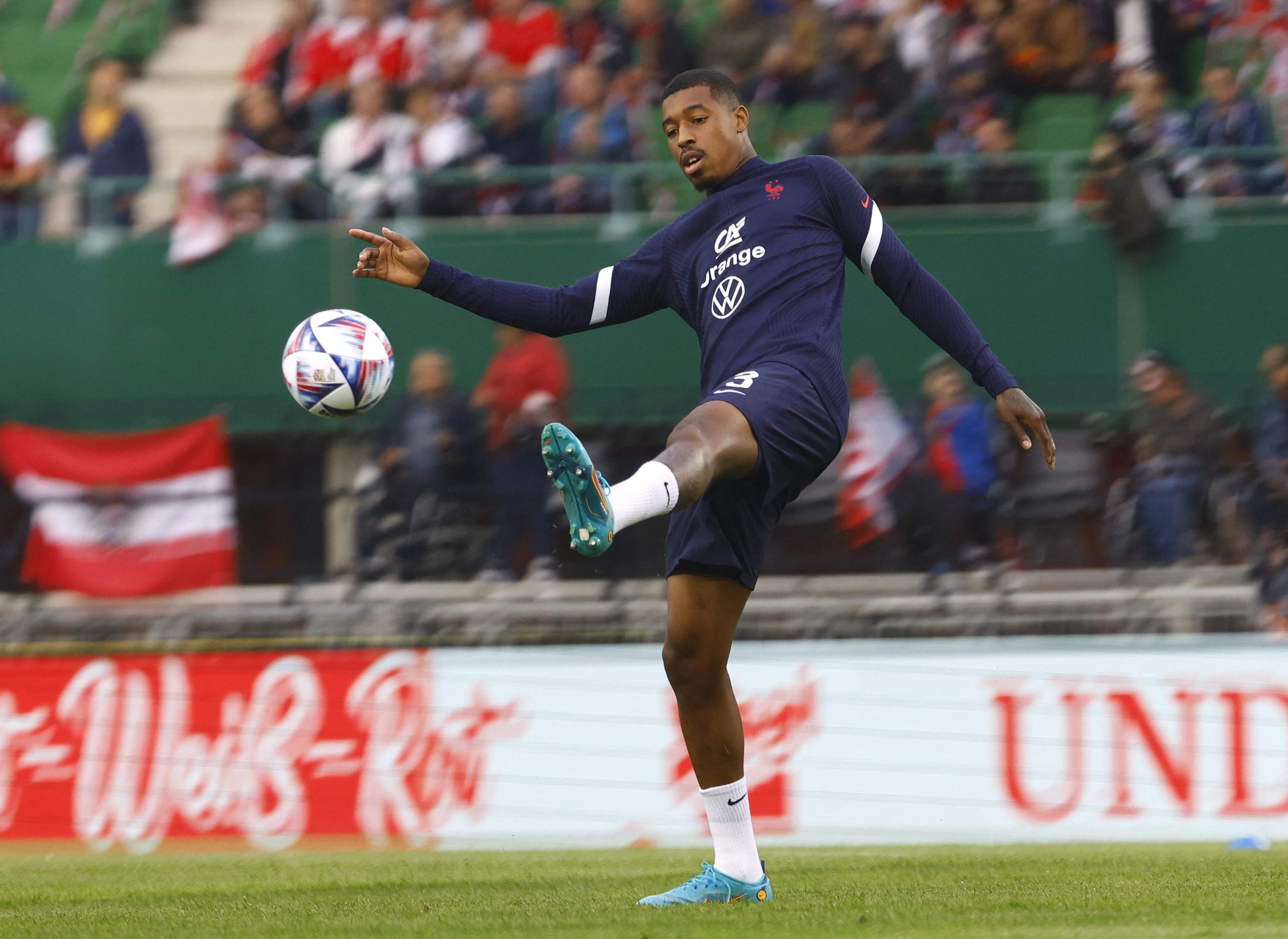 PSG-defender-Presnel-Kimpembe-warming-up-for-France-against-Austria
